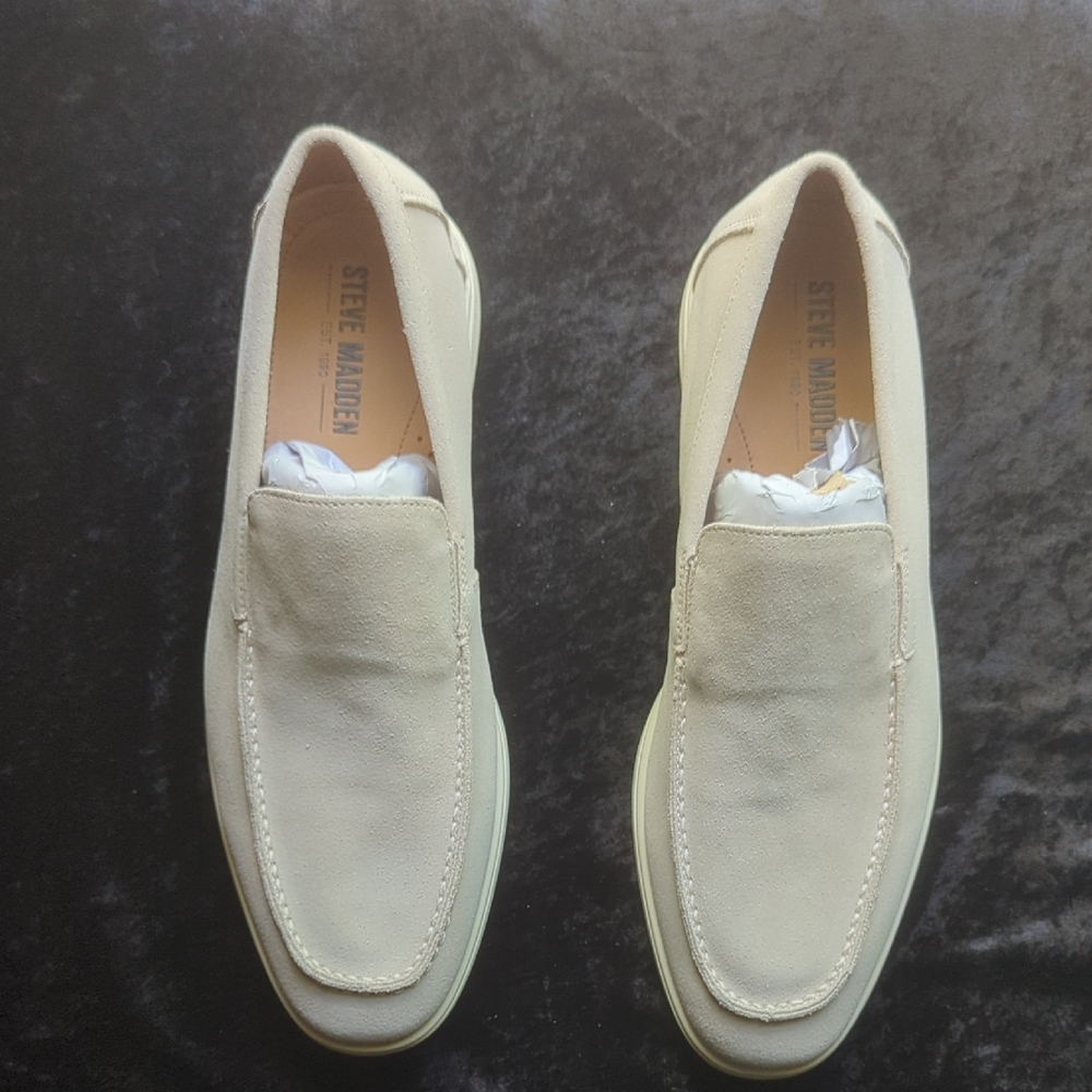 Steve Madden Cream Suede Slip-On Loafers